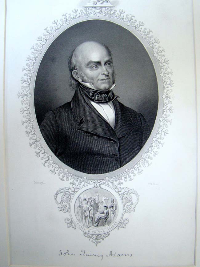 An antique engraving of President John Quincy Adams published in 1860